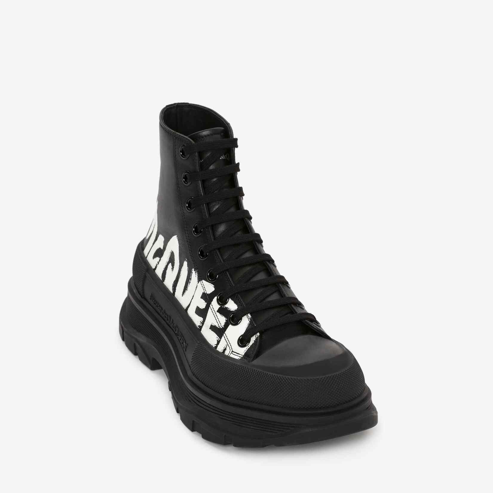 Alexander Mqueen Tread Slick Boot In Black/White - FashionPlug