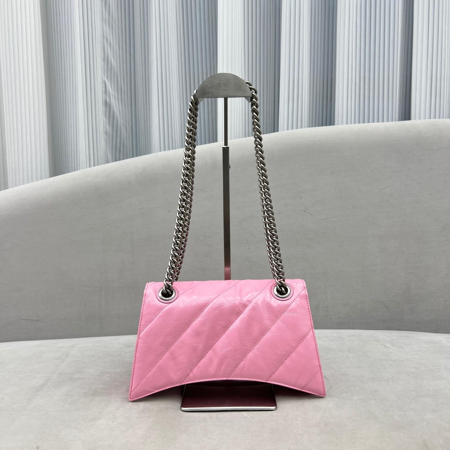 Balenciaga Women's Crush Small Chain Bag Quilted In Pink(25-15-9.5cm) - FashionPlug