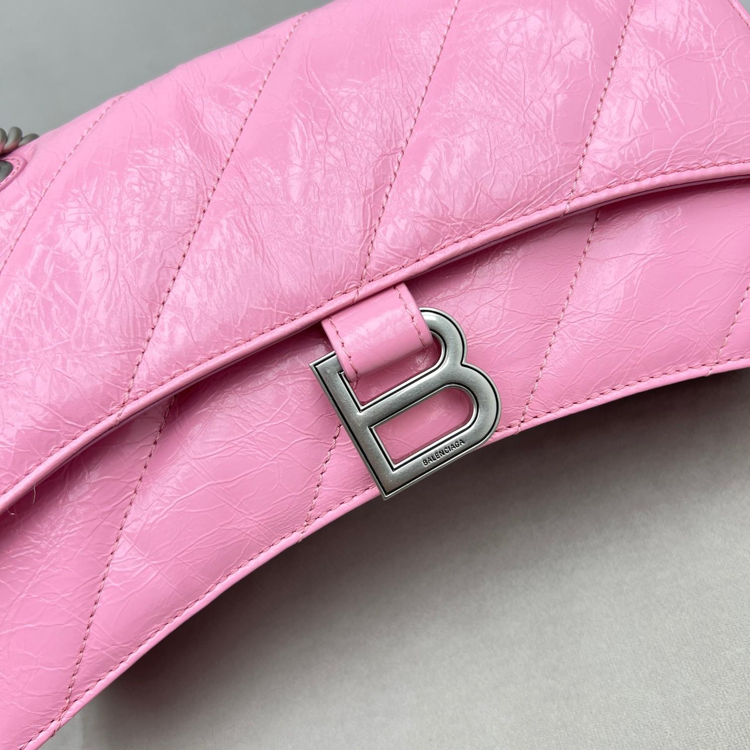 Balenciaga Women's Crush Small Chain Bag Quilted In Pink(25-15-9.5cm) - FashionPlug