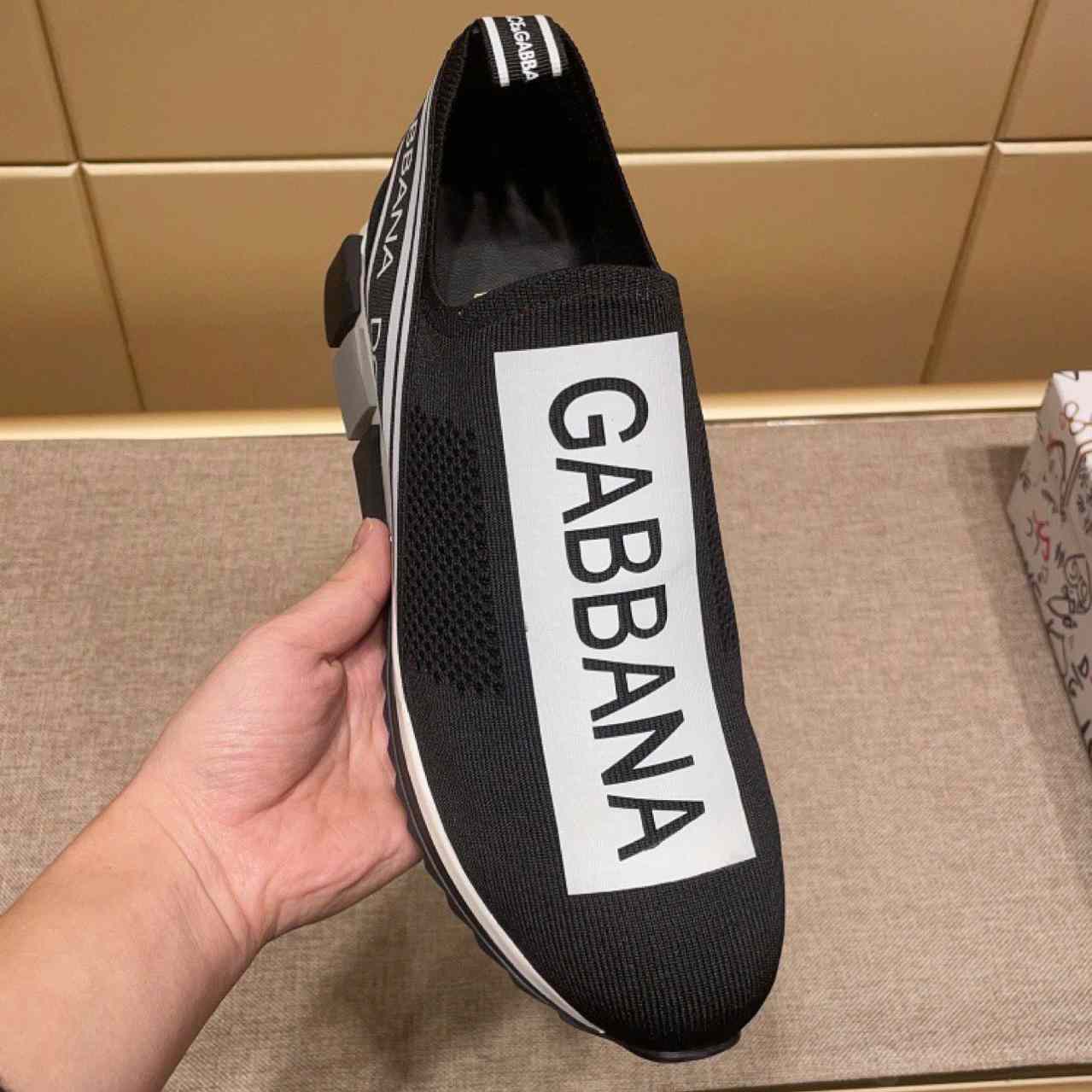 Dolce & Gabbana Stretch Jersey Sorrento Sneakers With Logo - FashionPlug