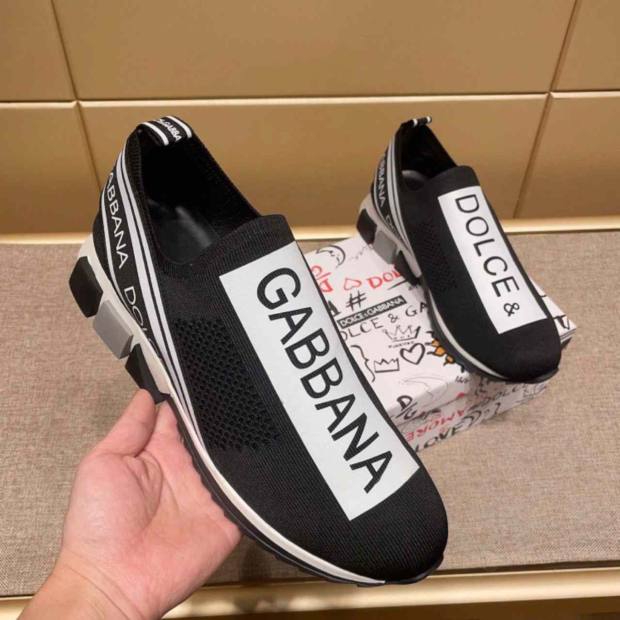 Dolce & Gabbana Stretch Jersey Sorrento Sneakers With Logo - FashionPlug