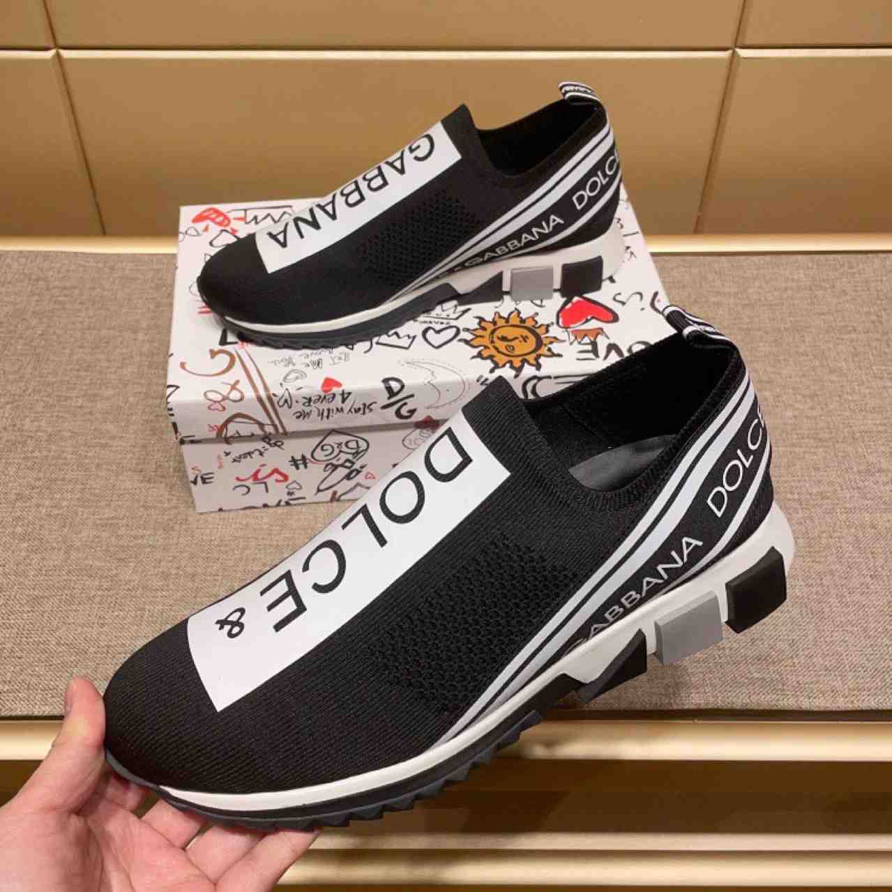 Dolce & Gabbana Stretch Jersey Sorrento Sneakers With Logo - FashionPlug
