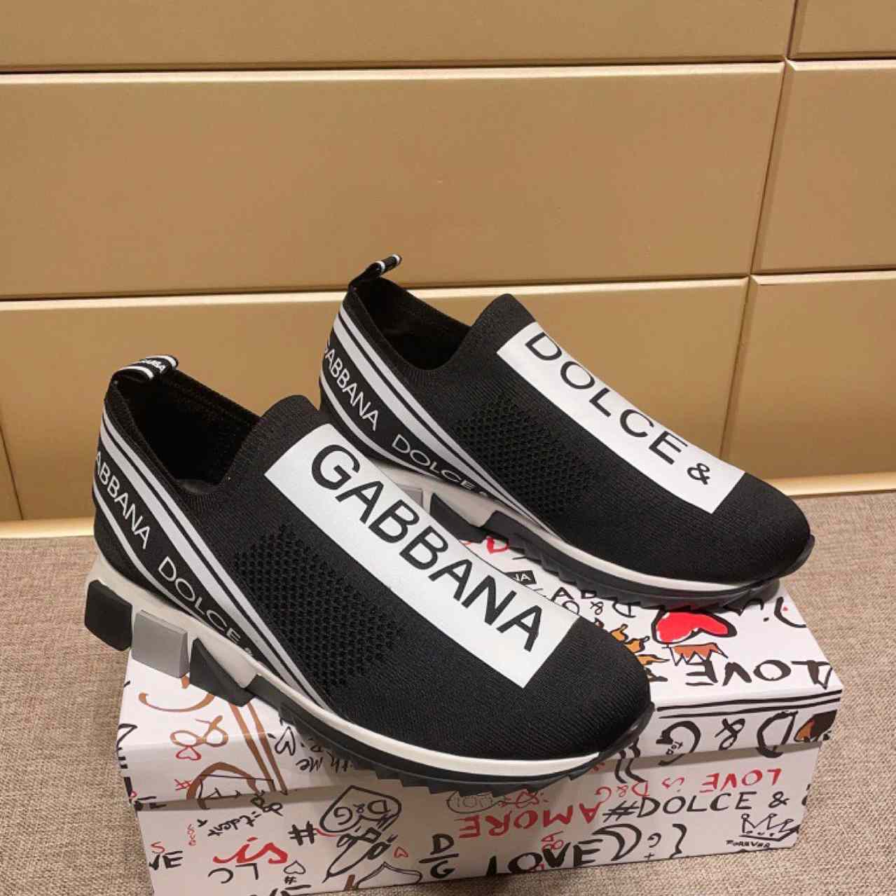 Dolce & Gabbana Stretch Jersey Sorrento Sneakers With Logo - FashionPlug