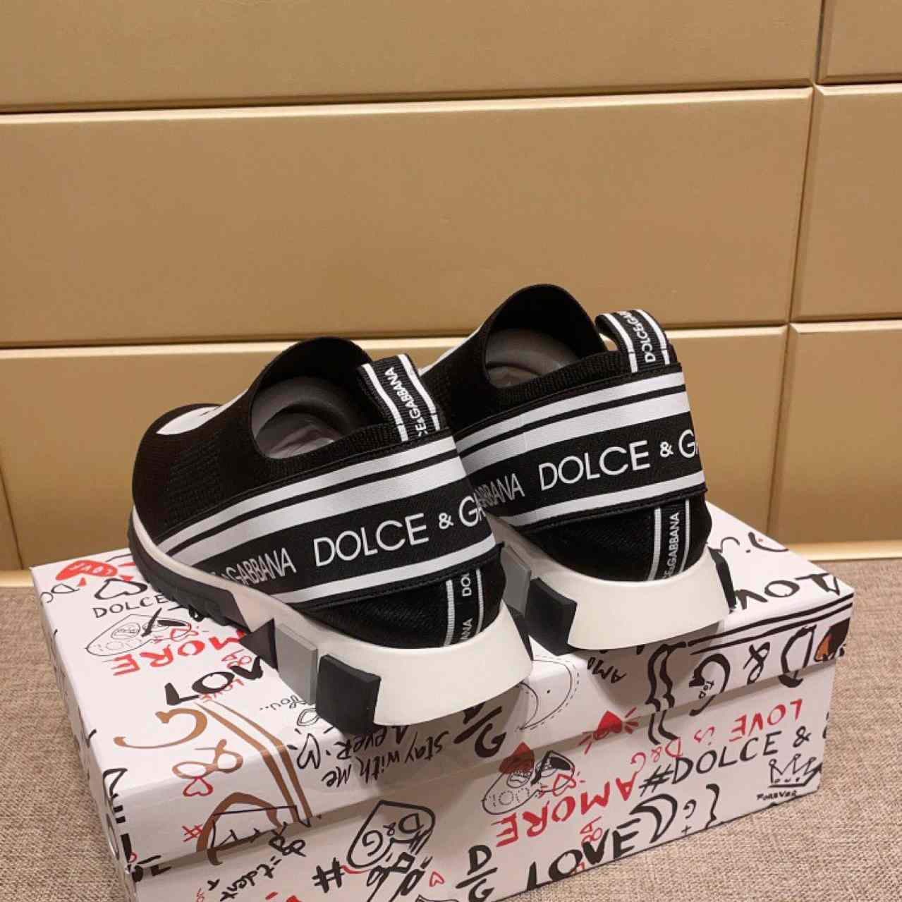 Dolce & Gabbana Stretch Jersey Sorrento Sneakers With Logo - FashionPlug