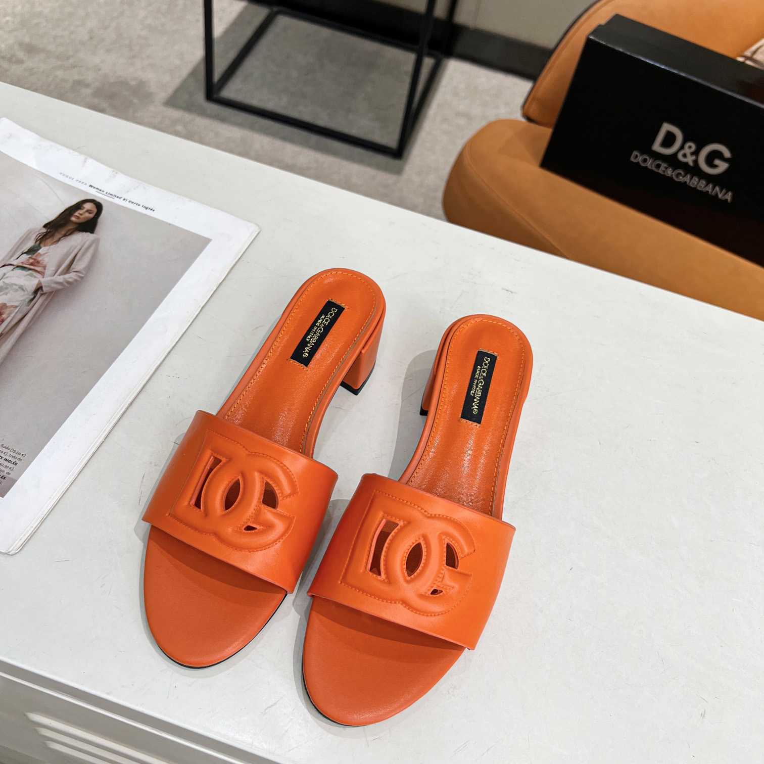 Dolce & Gabbana Calfskin Mules With DG Millennials Logo - FashionPlug