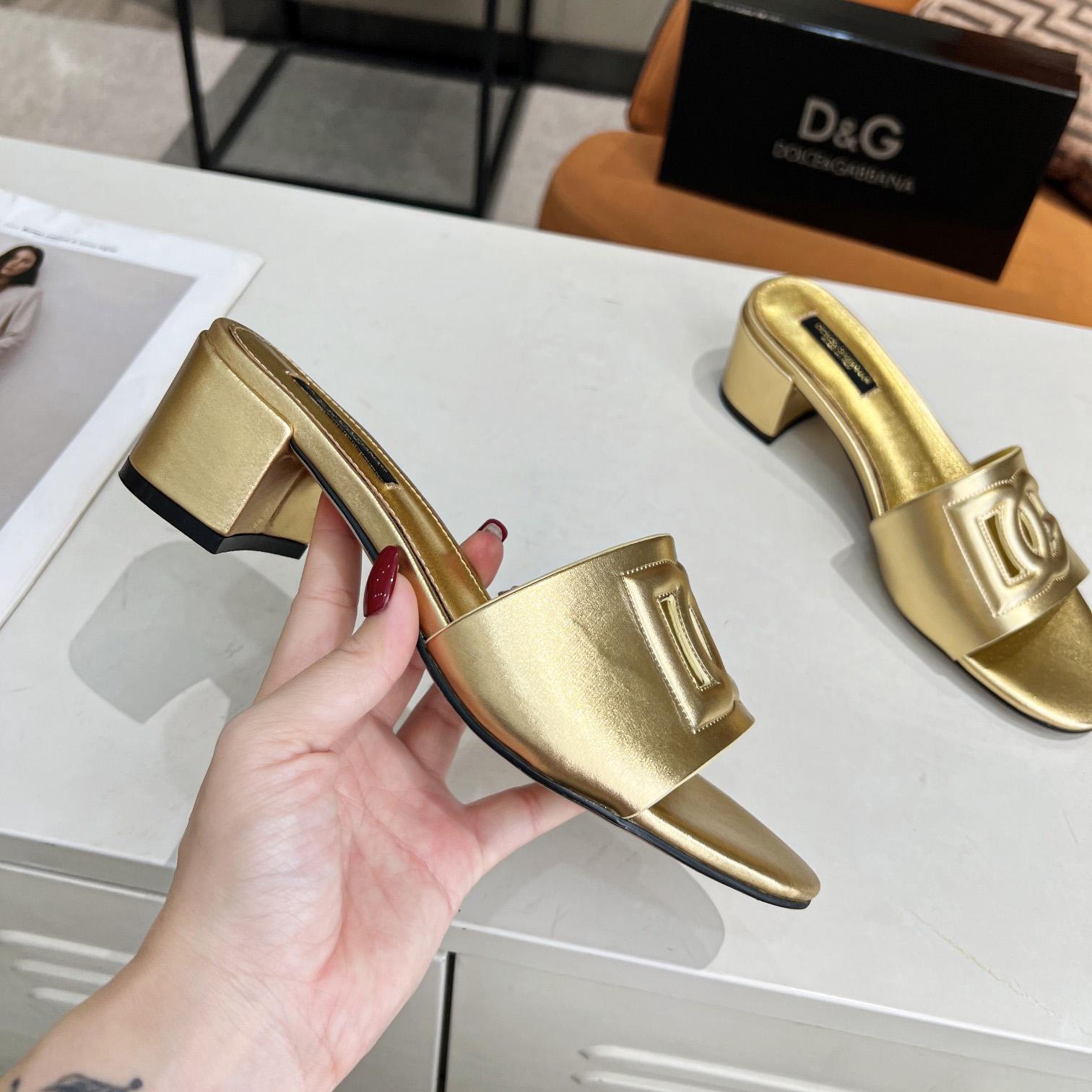 Dolce & Gabbana Calfskin Mules With DG Millennials Logo - FashionPlug