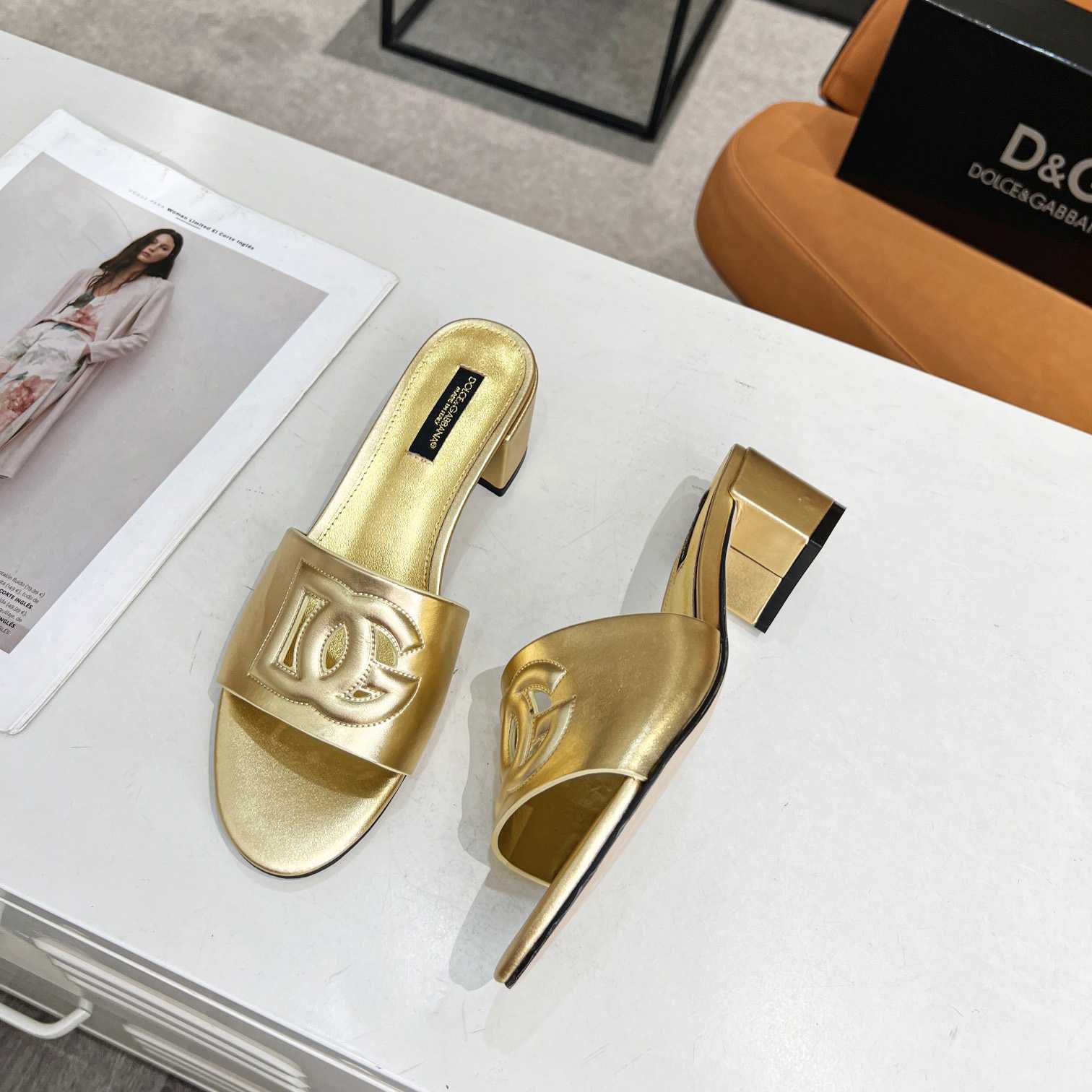 Dolce & Gabbana Calfskin Mules With DG Millennials Logo - FashionPlug