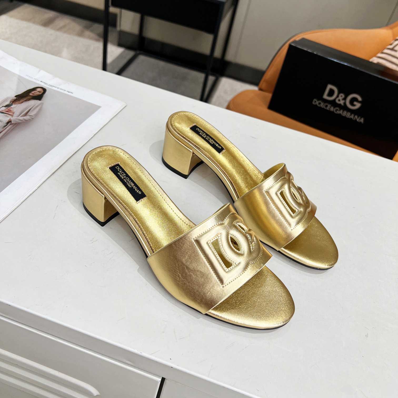 Dolce & Gabbana Calfskin Mules With DG Millennials Logo - FashionPlug