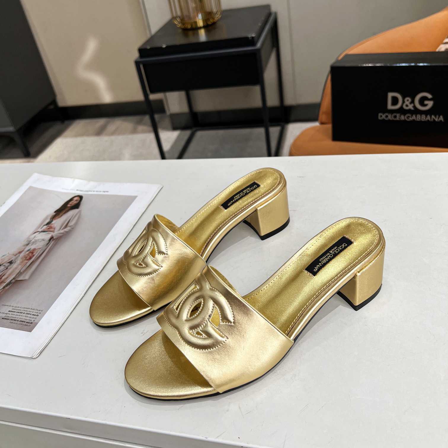 Dolce & Gabbana Calfskin Mules With DG Millennials Logo - FashionPlug