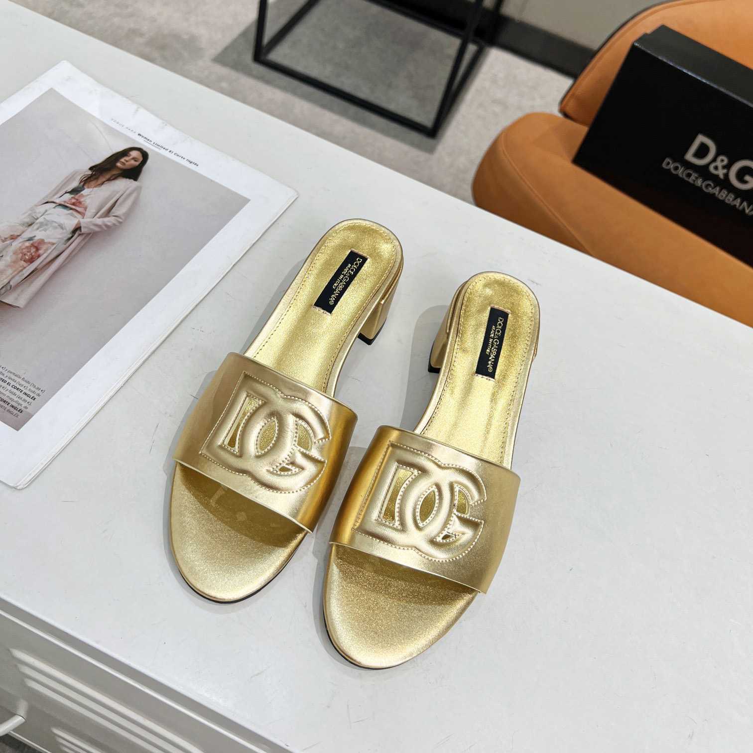 Dolce & Gabbana Calfskin Mules With DG Millennials Logo - FashionPlug