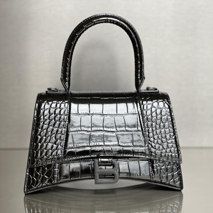 Balenciaga Degrade Crocodile Embossed Hourglass Small Crossbody Bag(23-10-24cm) - FashionPlug