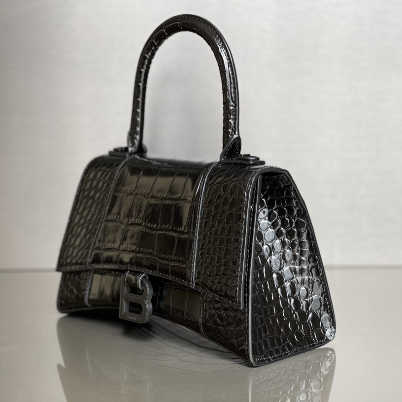 Balenciaga Degrade Crocodile Embossed Hourglass Small Crossbody Bag(23-10-24cm) - FashionPlug