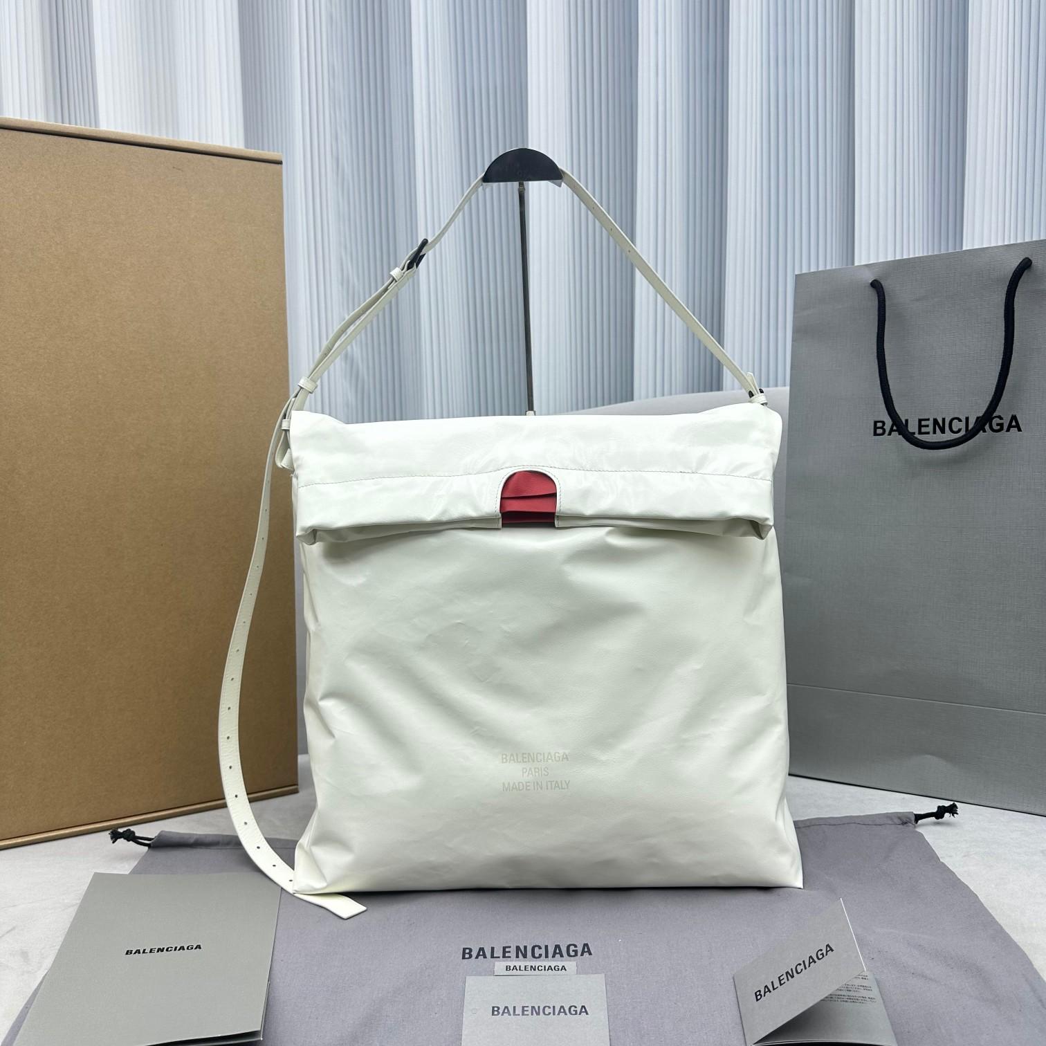 Balenciaga Trash Bag Large Pouch In White(37-40-52cm) - FashionPlug