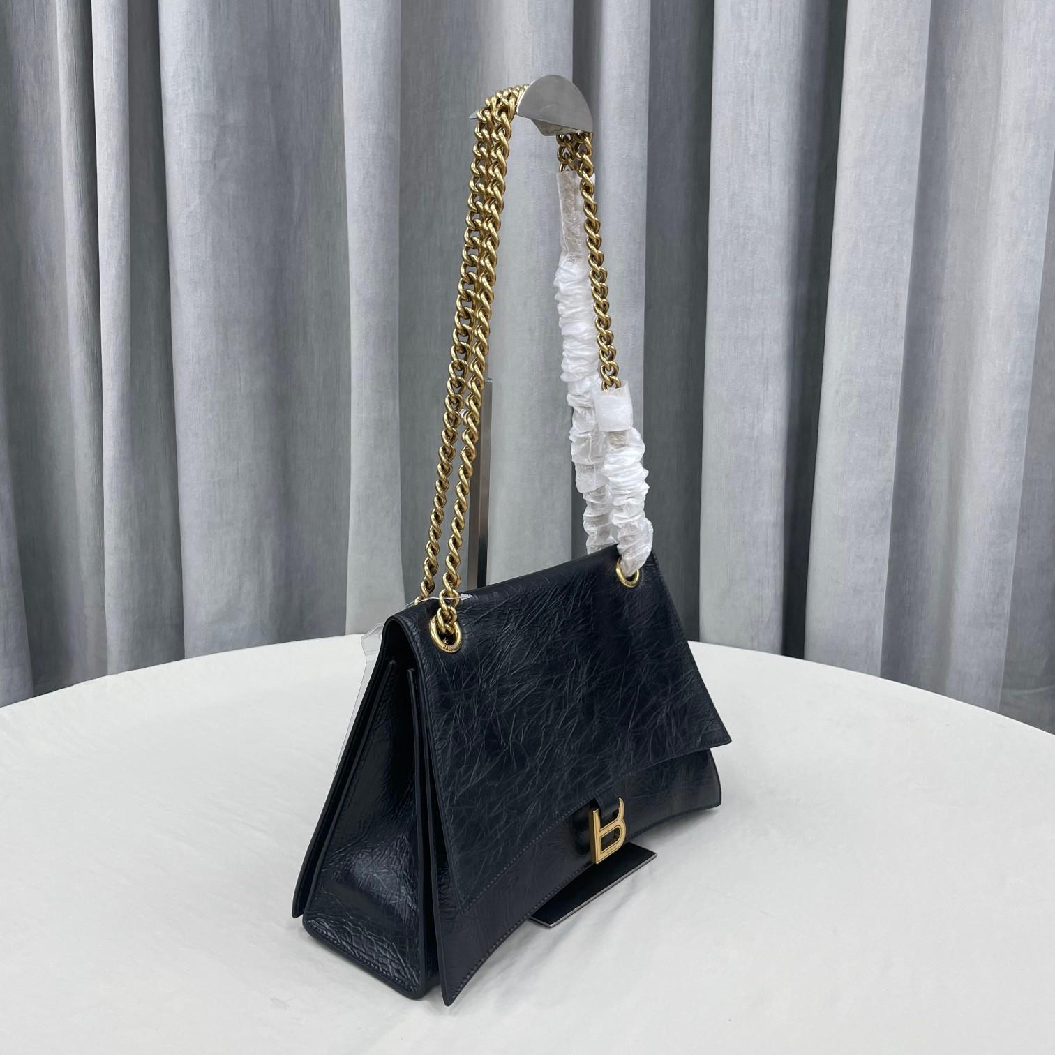 Balenciaga Women's Crush Large Chain Bag In Black(31-20-12cm) - FashionPlug