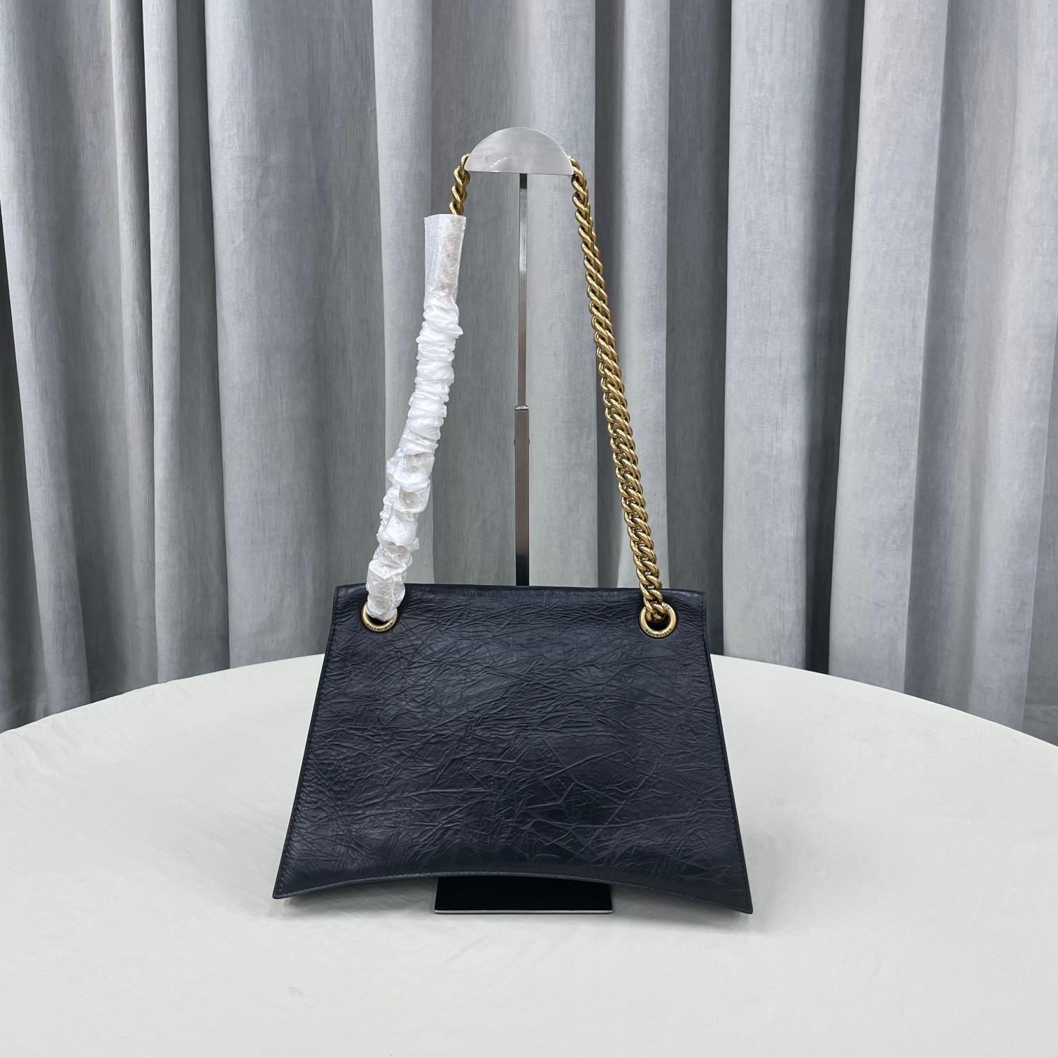 Balenciaga Women's Crush Large Chain Bag In Black(31-20-12cm) - FashionPlug