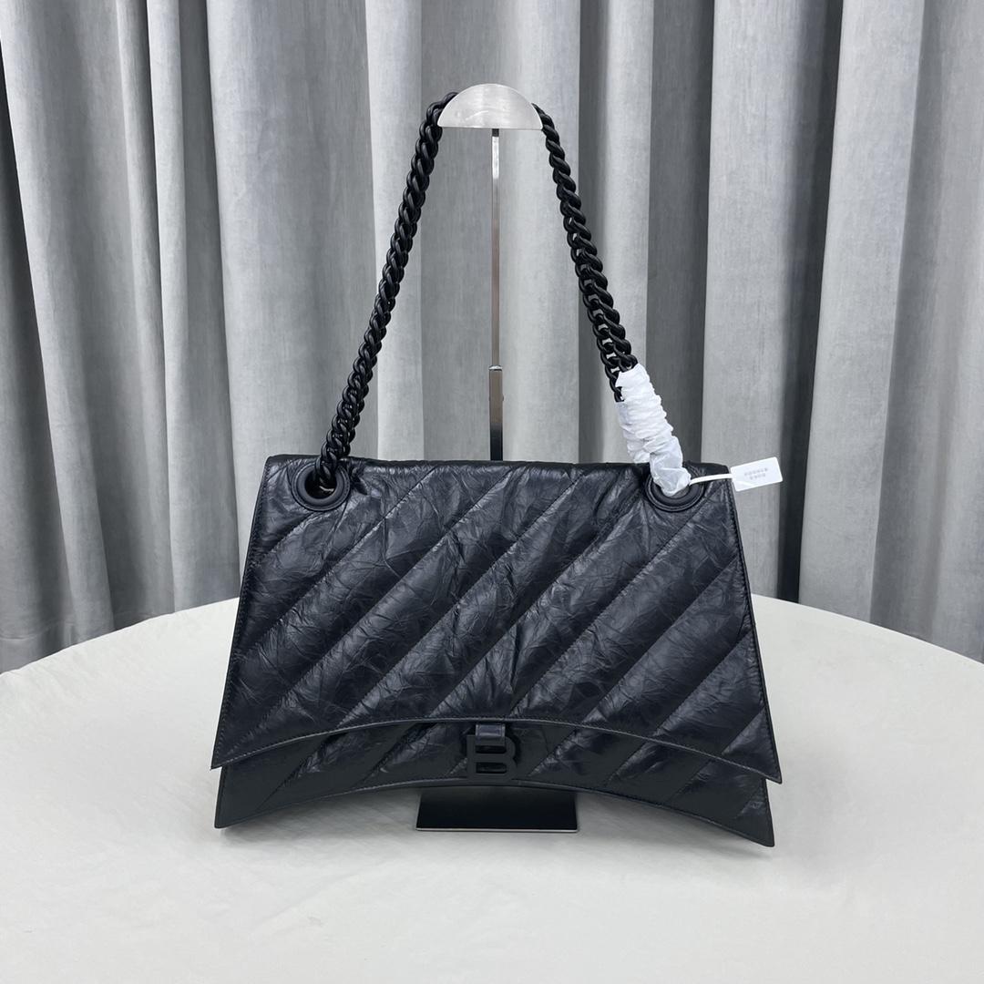 Balenciaga Women's Crush Large Chain Bag Quilted In Black(40-11-25cm) - FashionPlug