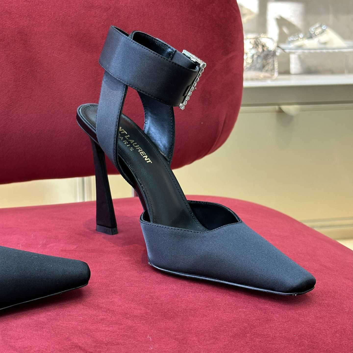 Saint Laurent Fanny Slingback Pumps In Crepe Satin - FashionPlug