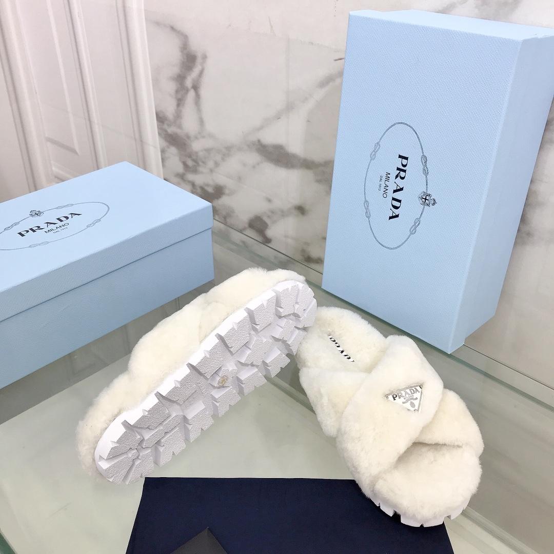 Prada Shearling Sandals - FashionPlug