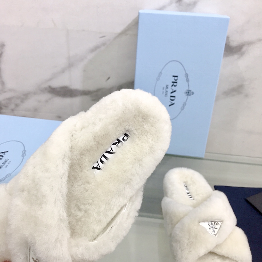 Prada Shearling Sandals - FashionPlug