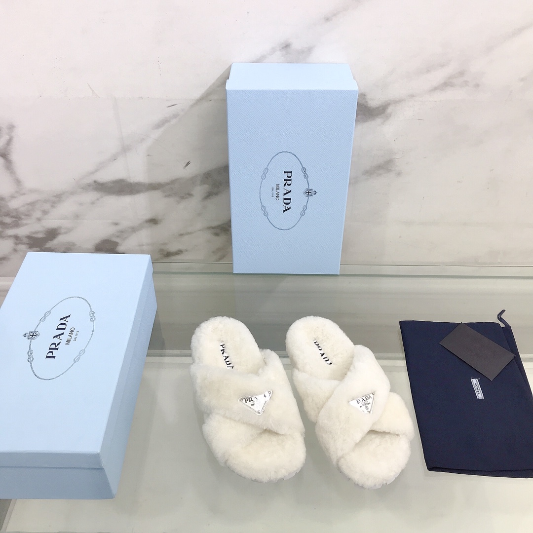 Prada Shearling Sandals - FashionPlug