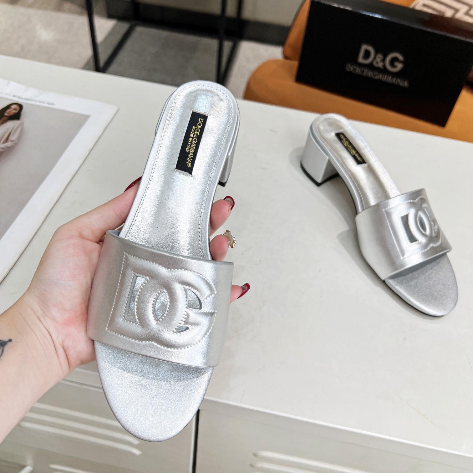 Dolce & Gabbana Calfskin Mules With DG Millennials Logo - FashionPlug