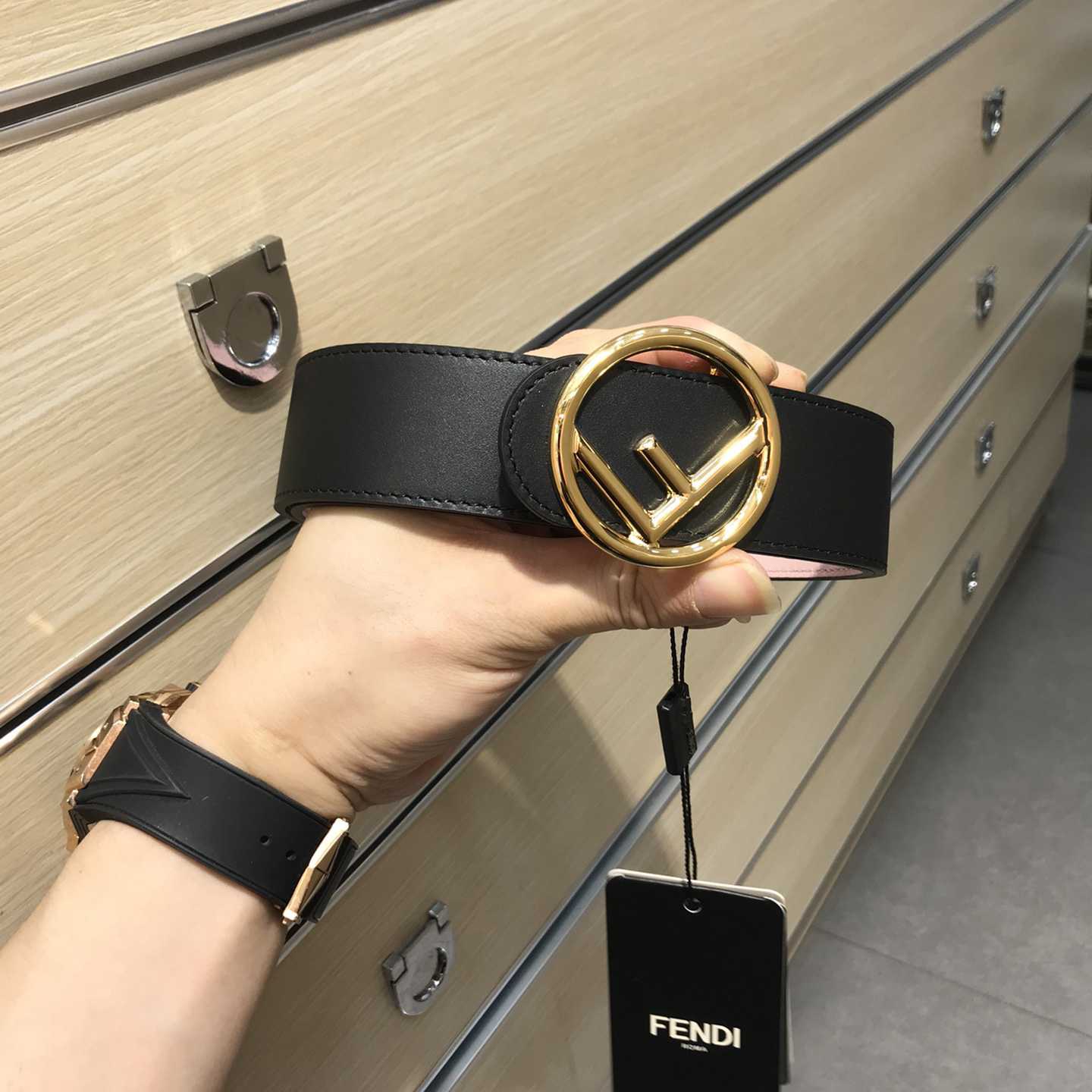 Fendi Black Leather Belt - FashionPlug
