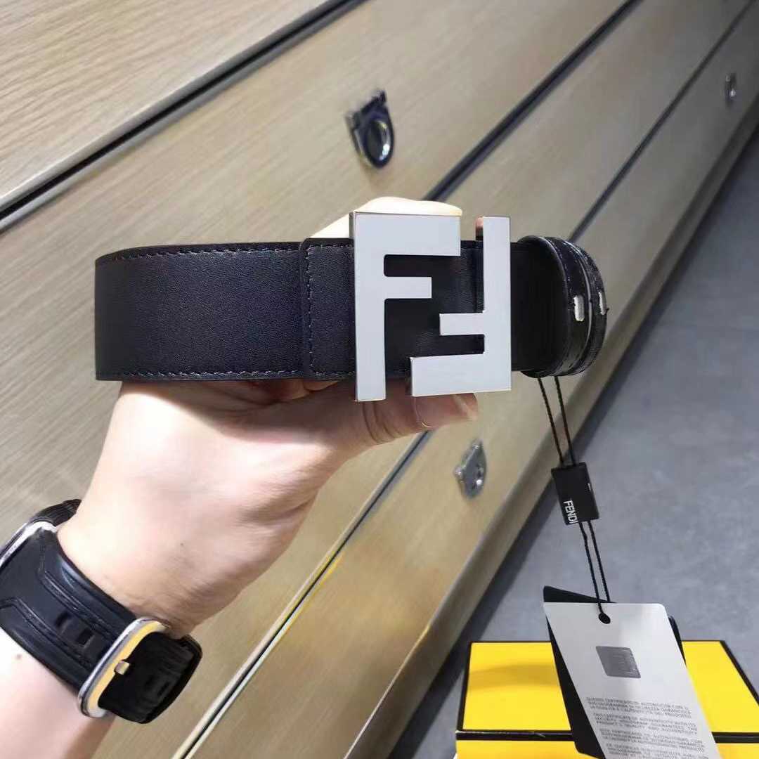 Fendi Black Leather Belt - FashionPlug