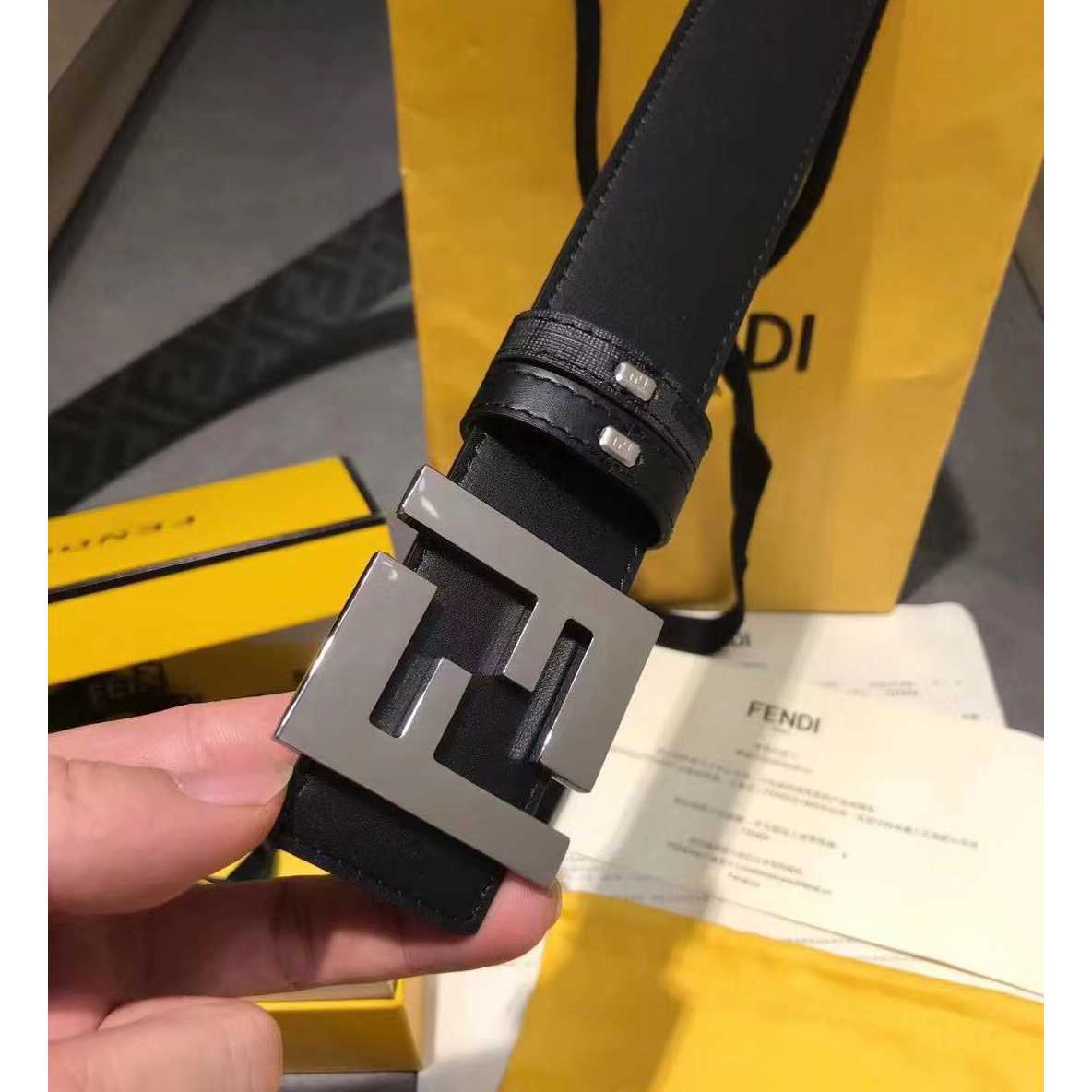 Fendi Black Leather Belt - FashionPlug