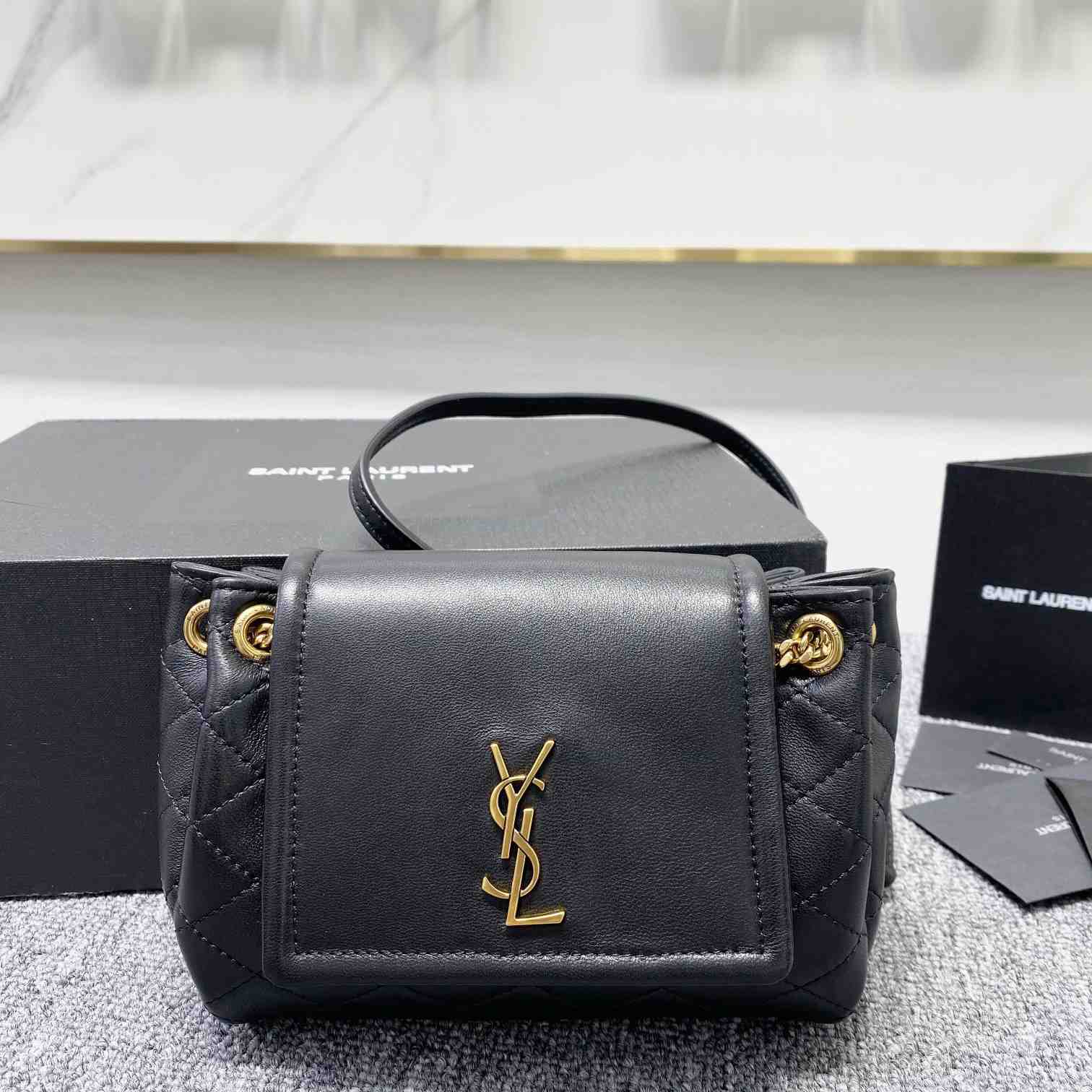 Saint Laurent Mini Nolita In Lambskin - FashionPlug