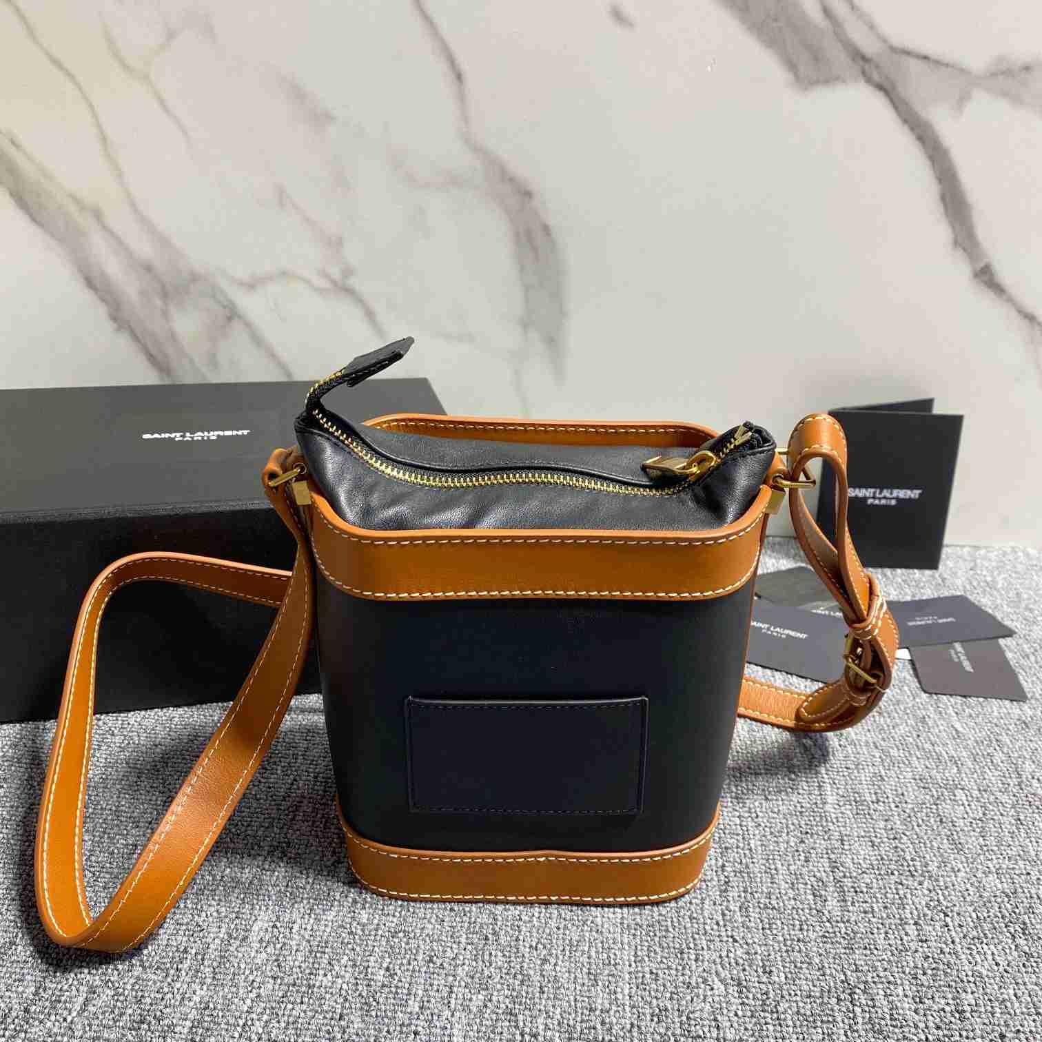 Saint Laurent Aphile Bucket Crossbody Pouch In Smooth Leather - FashionPlug