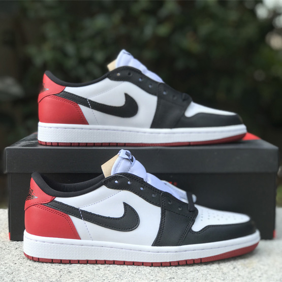 Air Jordan 1 Low “Black Toe” Sneaker      555088-125 - FashionPlug