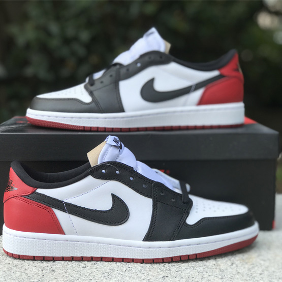 Air Jordan 1 Low “Black Toe” Sneaker      555088-125 - FashionPlug
