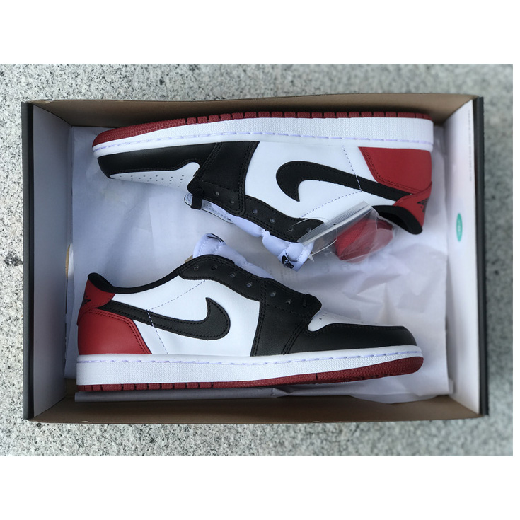 Air Jordan 1 Low “Black Toe” Sneaker      555088-125 - FashionPlug
