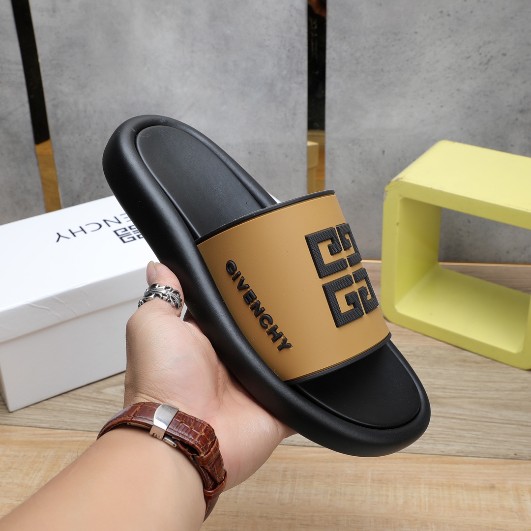 Givenchy 4G Logo Rubber Slides Sandals - FashionPlug