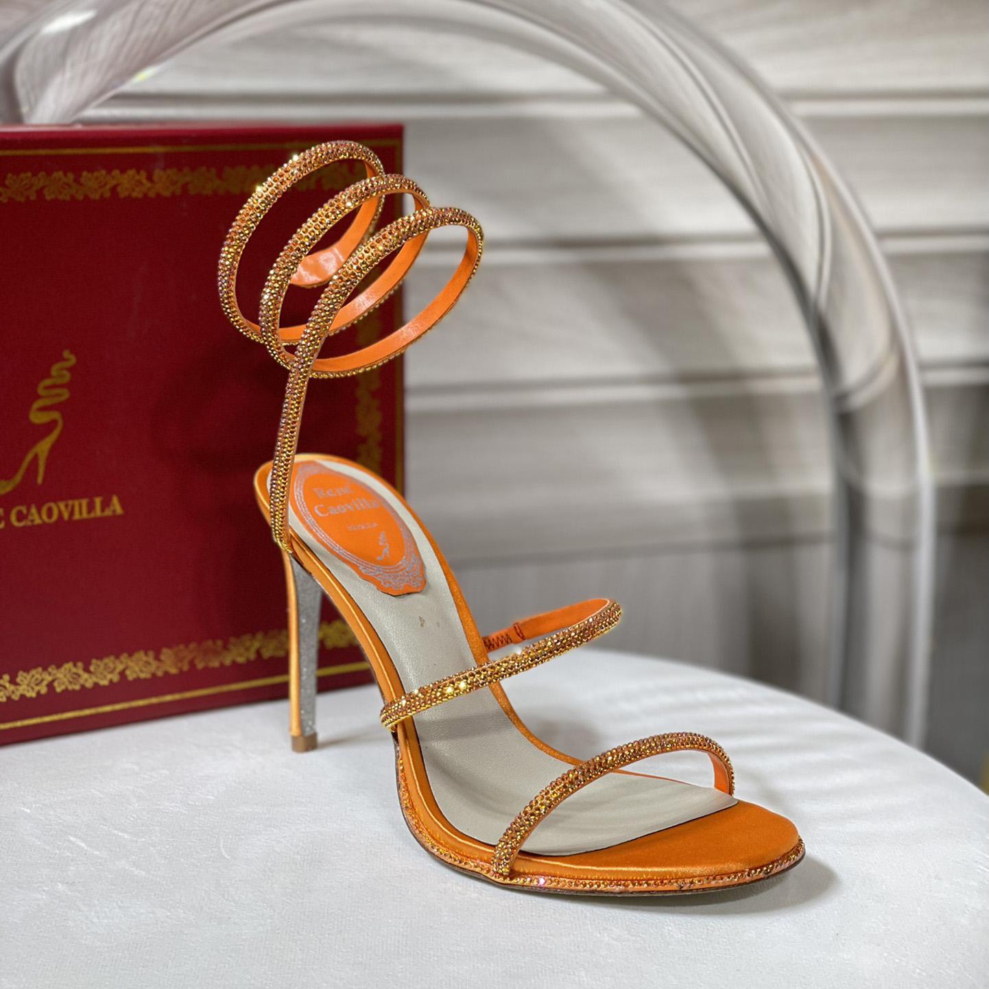Rene Caovilla Cleo Crystal Orange Sandal - FashionPlug