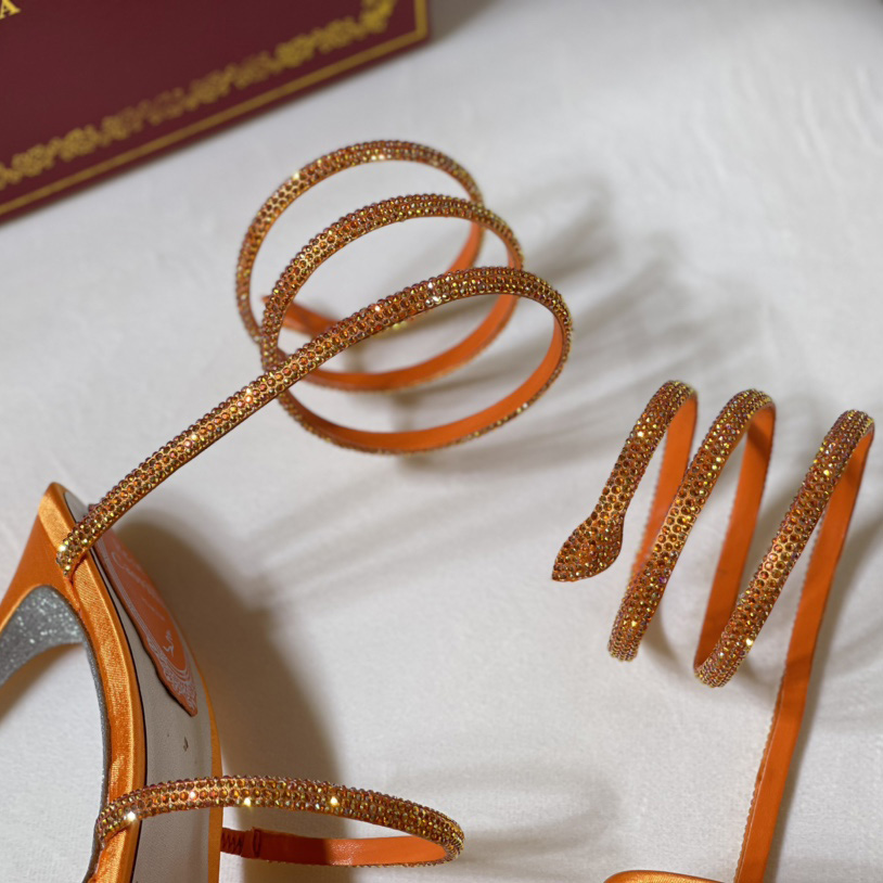 Rene Caovilla Cleo Crystal Orange Sandal - FashionPlug