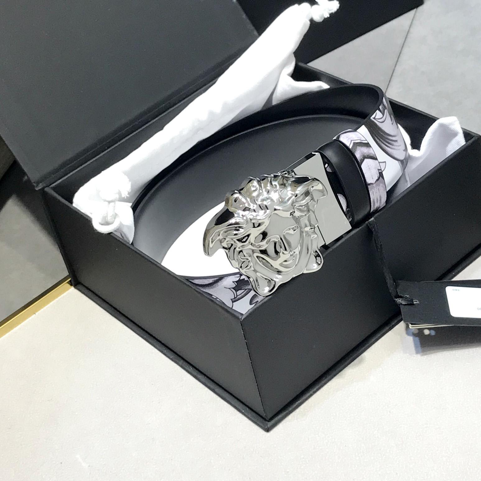 Versace La Medusa Silver Baroque Reversible Belt - FashionPlug