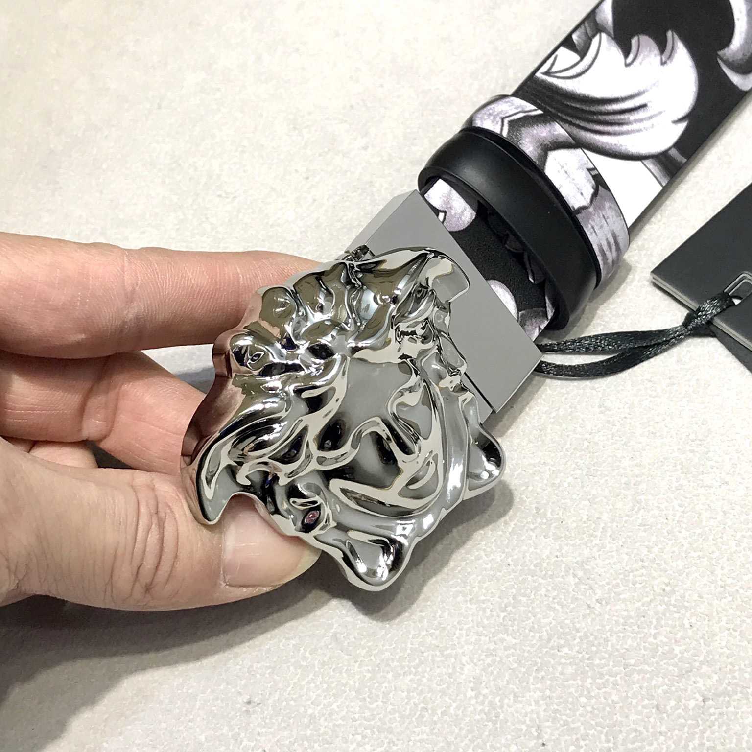 Versace La Medusa Silver Baroque Reversible Belt - FashionPlug