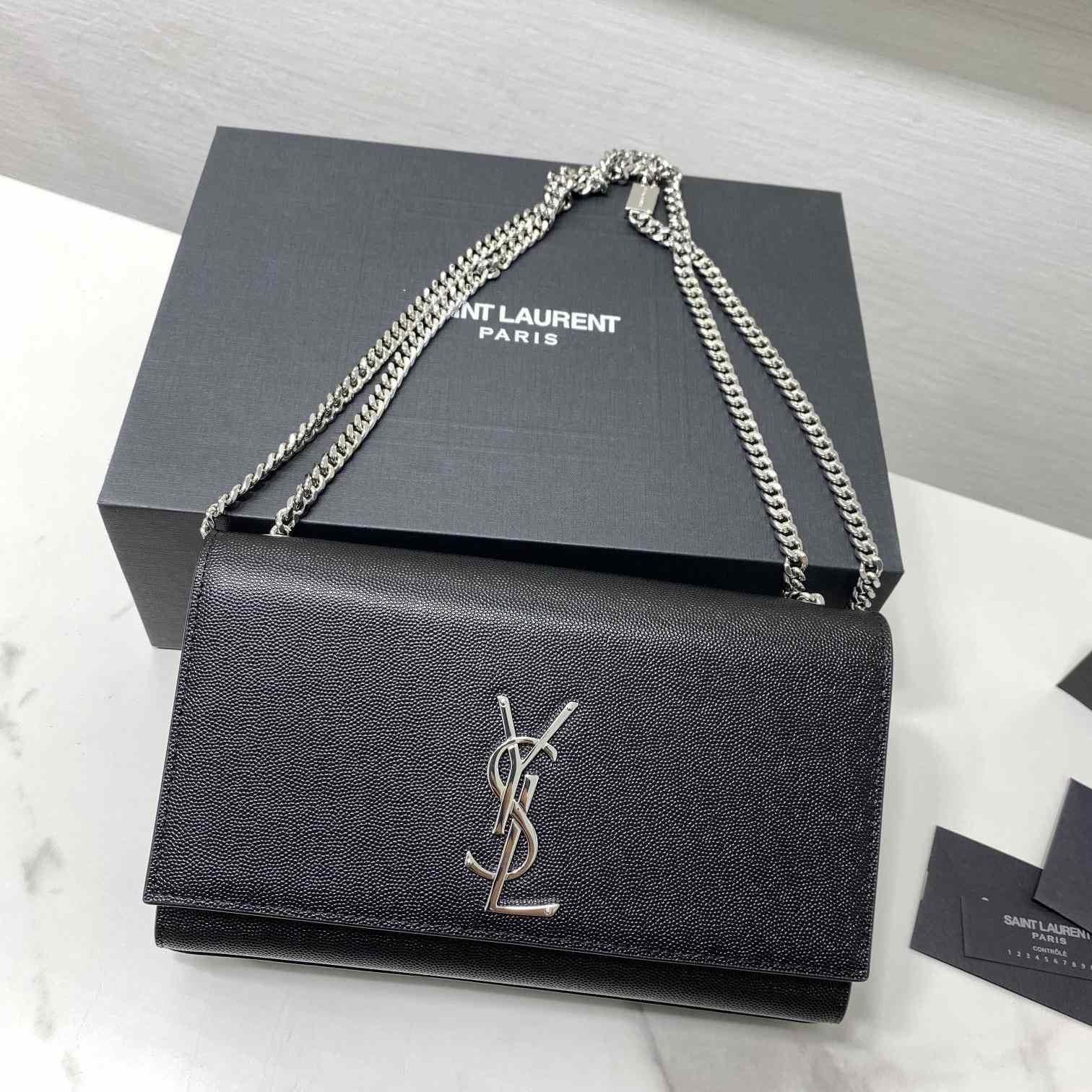 Saint Laurent Kate Medium Chain Bag In Grain De Poudre Embossed Leather - FashionPlug