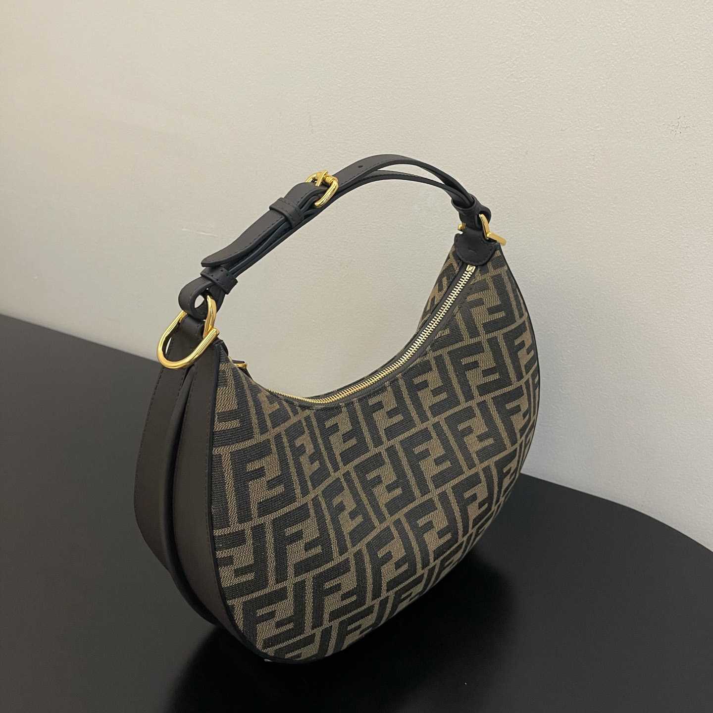 Fendi Fendigraphy Small Brown FF Fabric Bag(29x24.5x10cm) - FashionPlug