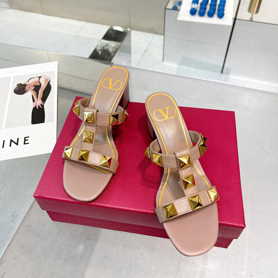 Valenti Roman Stud Calfskin Slide Sandal   60mm - FashionPlug