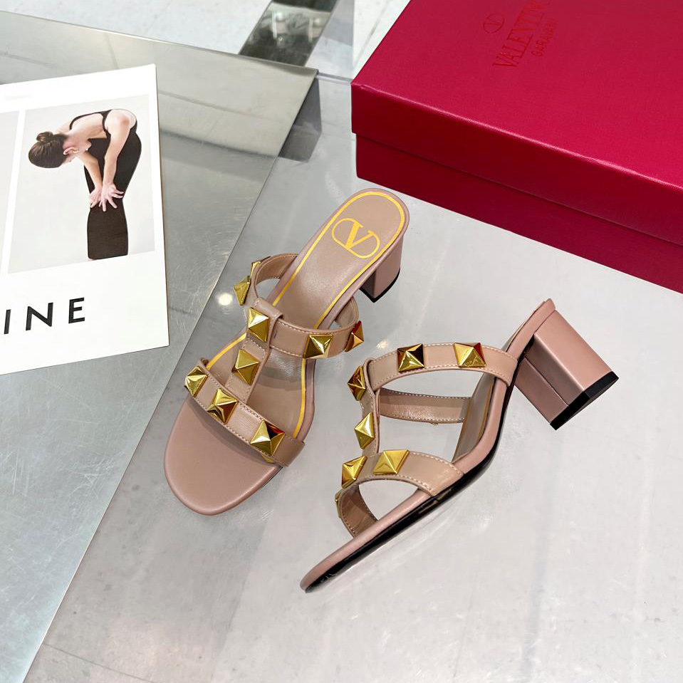 Valenti Roman Stud Calfskin Slide Sandal   60mm - FashionPlug