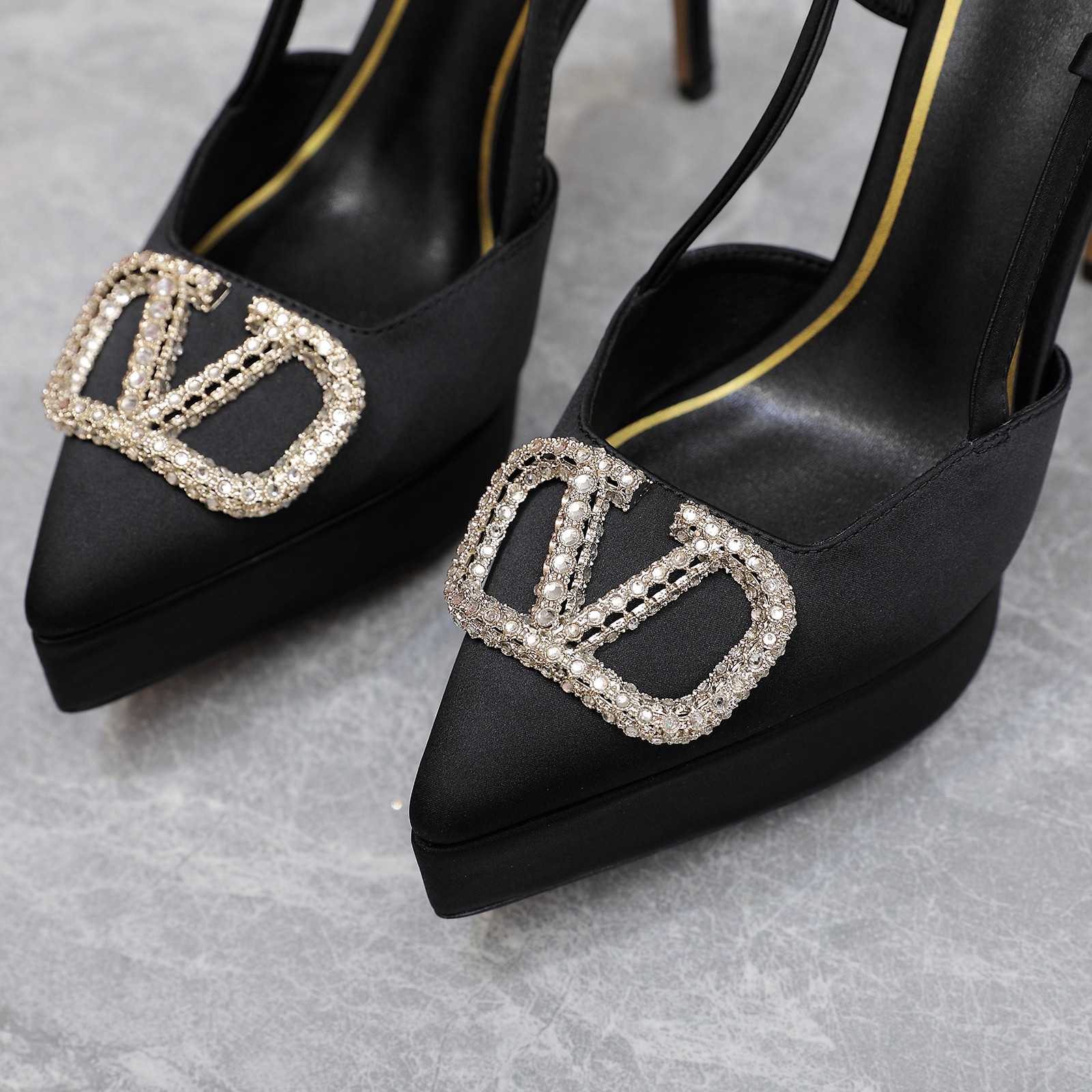 Valenti VLogo Signature Satin Slingback Platform Pumps - FashionPlug