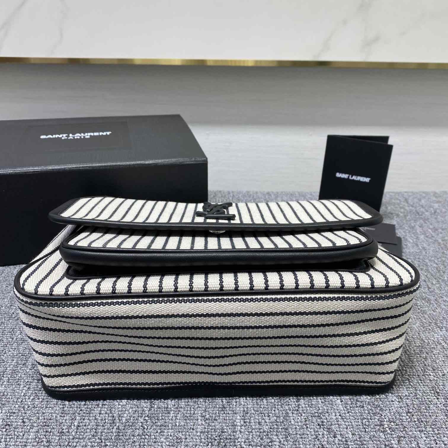 Saint Laurent Women's Niki Medium Striped Canvas Shoulder Bag (28cm) - FashionPlug