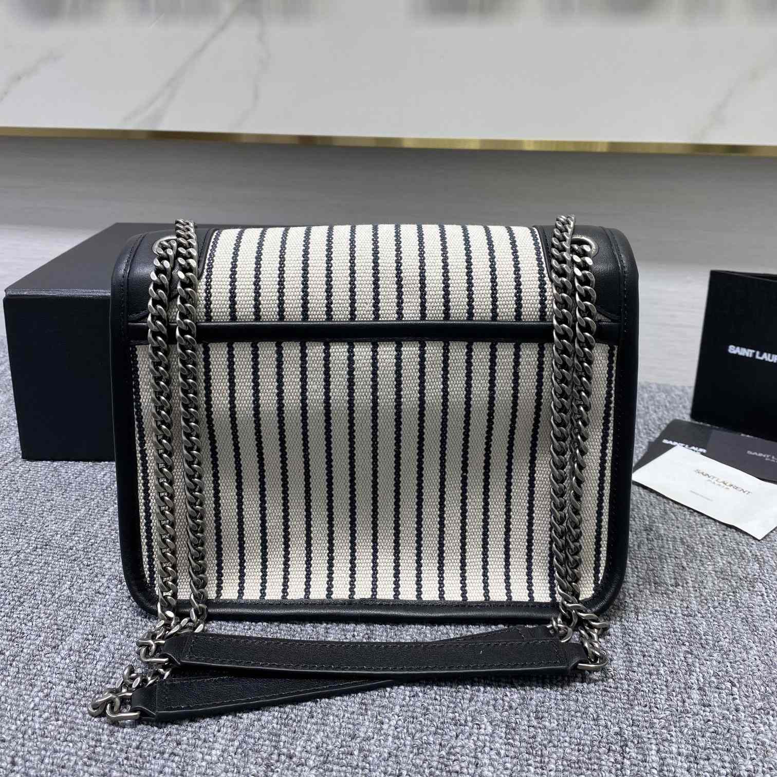 Saint Laurent Women's Niki Small Striped Canvas Shoulder Bag (22cm) - FashionPlug