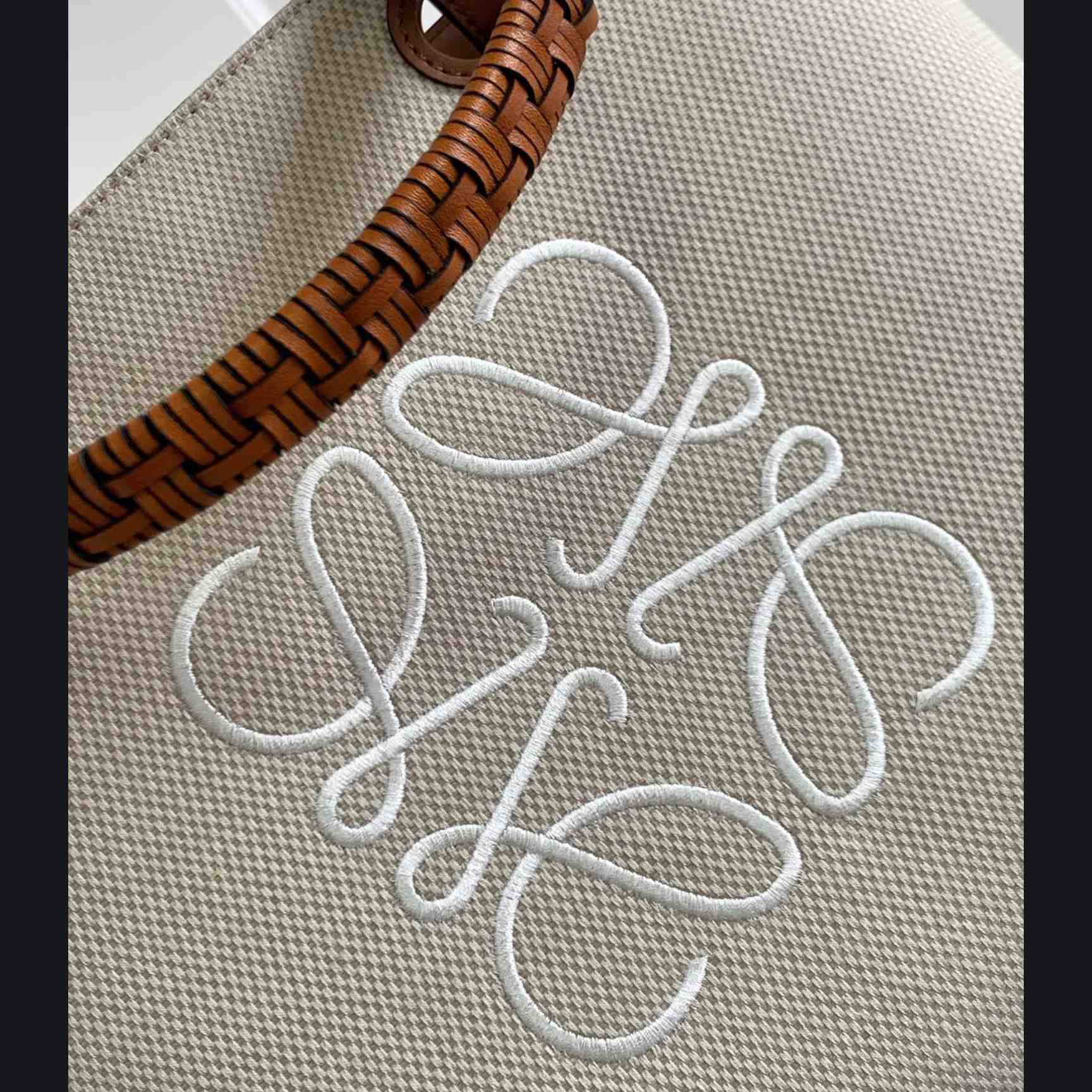 Loewe Small Anagram Tote Bag In Jacquard And Calfskin - FashionPlug
