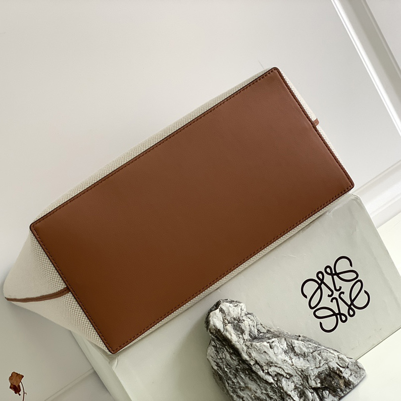 Loewe Small Anagram Tote Bag In Jacquard And Calfskin - FashionPlug