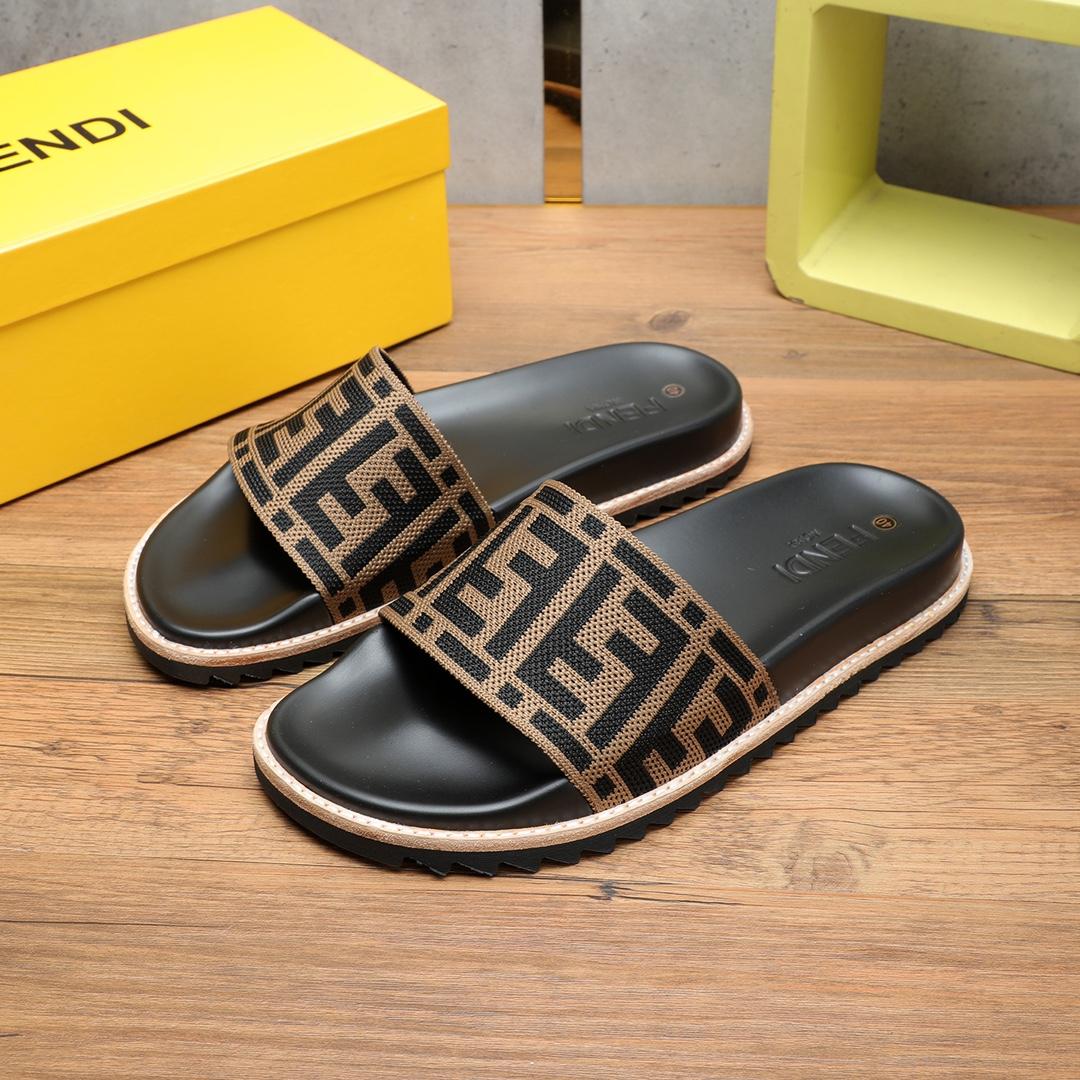 Fendi FF Logo Slides - FashionPlug