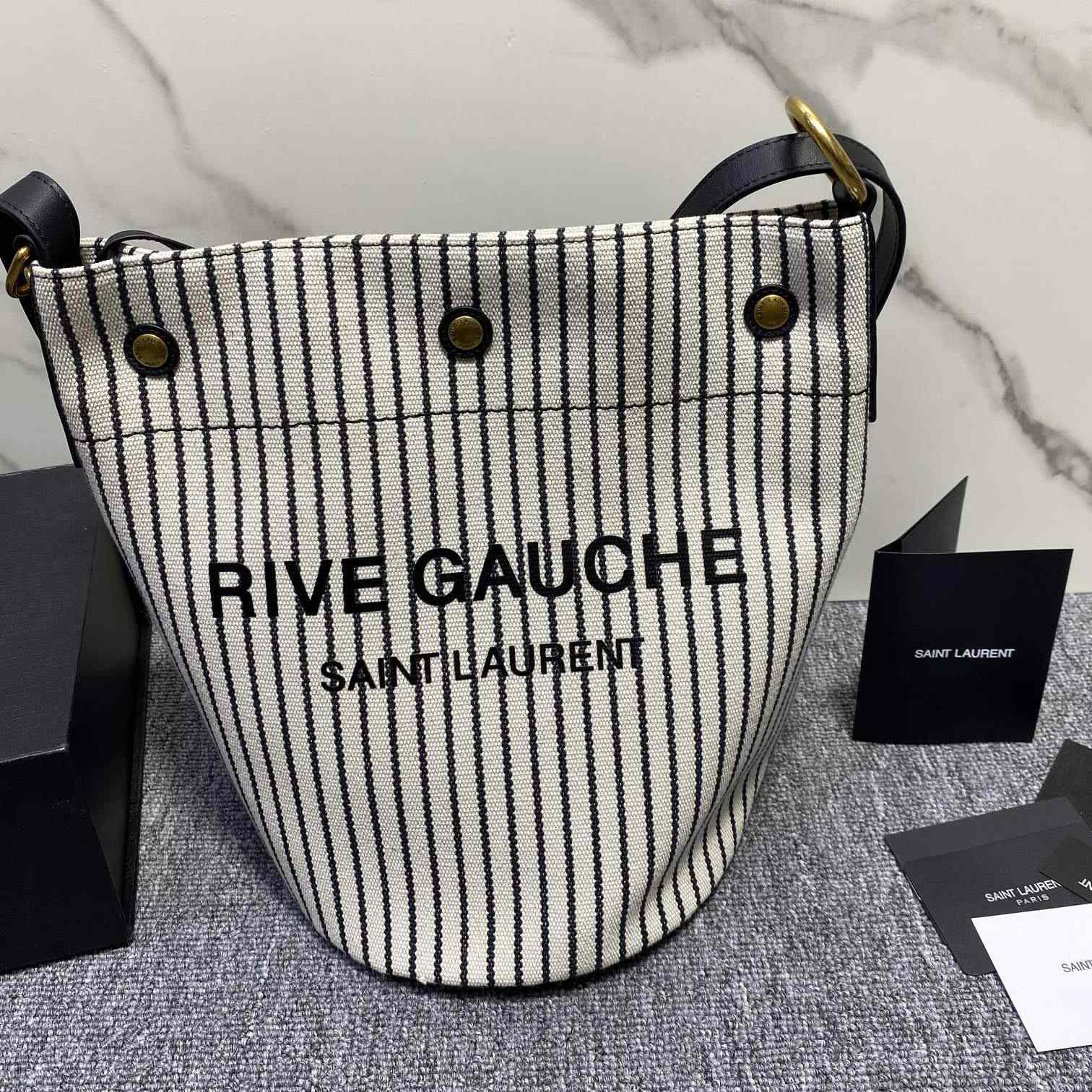 Saint Laurent YSL Rive Gauche Bucket Canvas (31x20x27.5cm) - FashionPlug