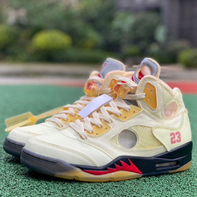 AirJordan 5 AJ5 x Off-White Ow Sneaker      DH8565-100 - FashionPlug